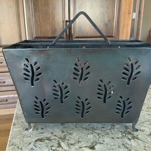 Metal Magazine Holder with Leaf Cutouts